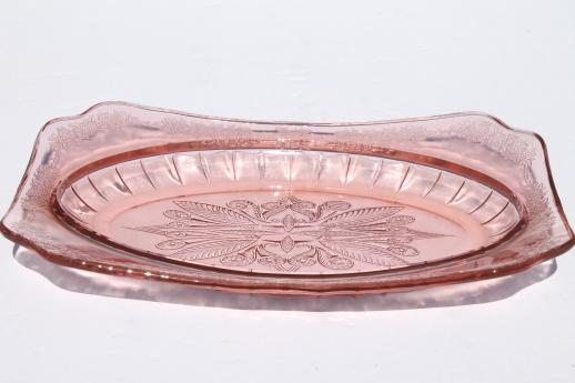 photo of Adam pattern pink depression glass platter or tray, 1930s vintage #4