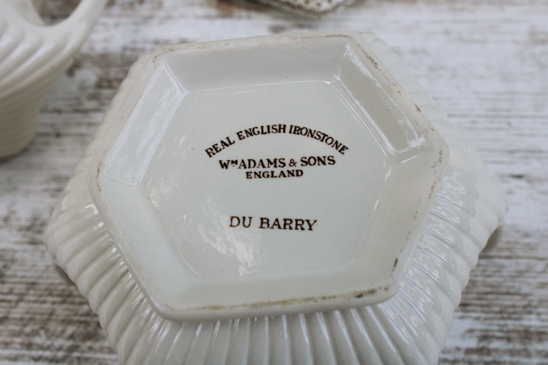 photo of Adams Du Barry pattern brown transferware ironstone china, vintage cream pitcher & sugar bowl set  #4