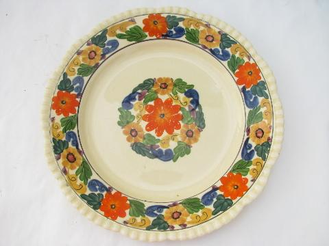 photo of Adams - England Titanware, vintage handpainted china plates, bright cretonne flowers #2