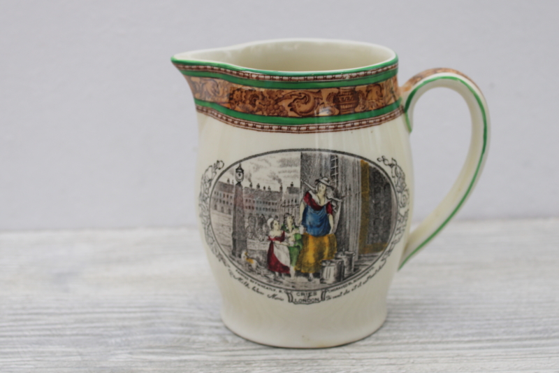 photo of Adams England china milk jug, Cries of London milkmaids transferware vintage cream pitcher #1