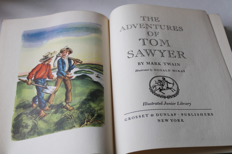 photo of Adventures of Tom Sawyer book w/ picture cover vintage Grosset & Dunlap Illustrated Junior Library  #2