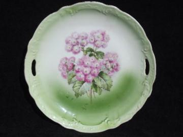 catalog photo of Ageratum flower vintage china tray or serving plate, old floral china