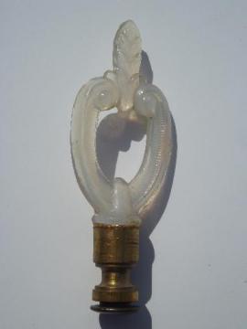 catalog photo of Aladdin Alacite vintage moonstone opalescent glass electric lamp finial