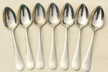 catalog photo of Alaska silver plate flatware, plain elegant antique teaspoons or ice cream spoons