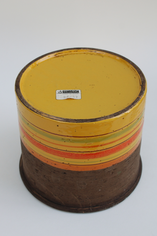 photo of Aldo Londi Italy mod vintage ceramic planter pot, numbered Rosenthal Netter label, MCM Italian pottery  #8