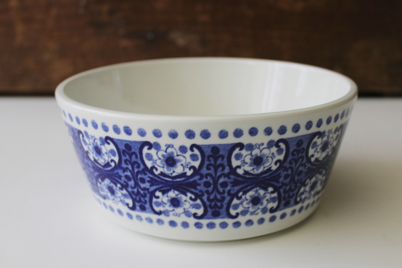 photo of Ali pattern blue & white Arabia Finland vegetable bowl, mod vintage ceramic dish #1