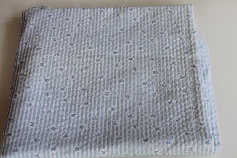 photo of Alice blue bows tiny print vintage cotton plisse fabric, light and soft #1