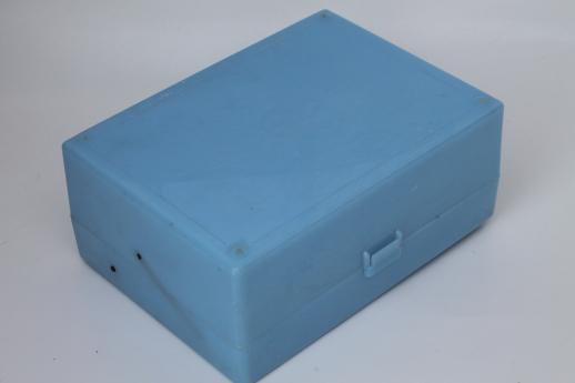 photo of Alice blue plastic jewel box sewing box or jewelry chest, 1950s vintage #6