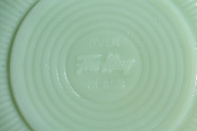 photo of Alice jadeite glass cups & saucers, vintage Fire King jadite green glassware #9