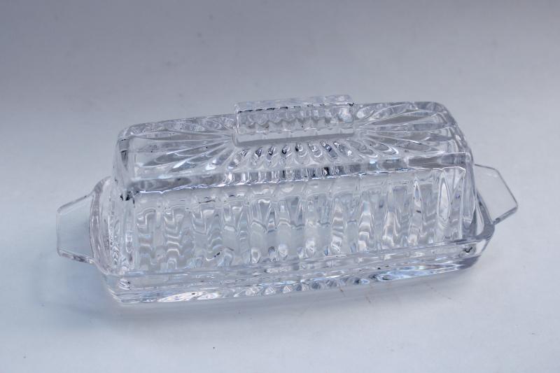 photo of Althea Gorham crystal butter dish plate w/ cover, vintage glassware #1