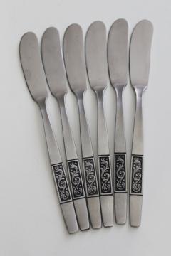catalog photo of Amefa Royal Damask stainless flatware mod vintage, butter knife set six knives