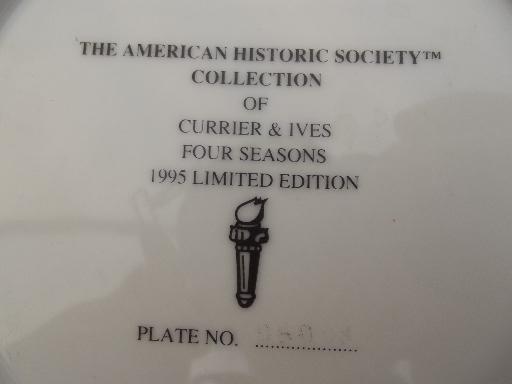 photo of American Historic Society Currier & Ives seasons collector's plates set #7