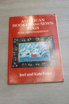 catalog photo of American Hooked & Sewn Rugs book, vintage rug folk art, antique textiles history