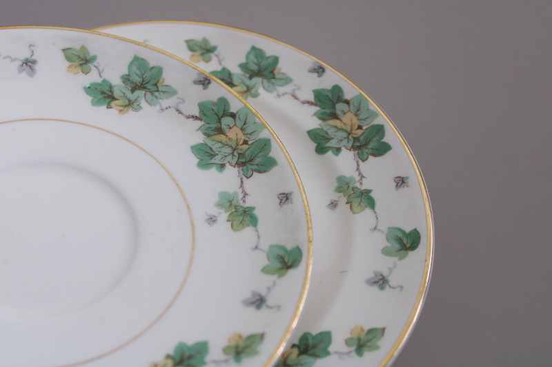 photo of American Ivy pattern vintage china tea cups & saucers w/ small plates, trio sets #6