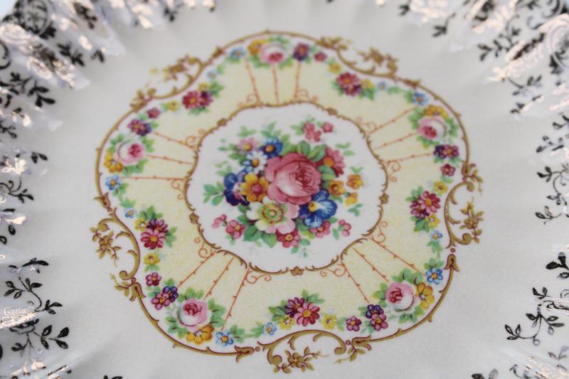 photo of American Limoges vintage china bread or dessert plates ornate gold filigree & flowers #5