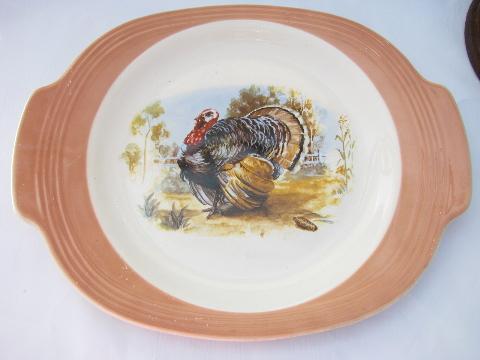 photo of American Limoges vintage china platter, Thanksgiving turkey #1