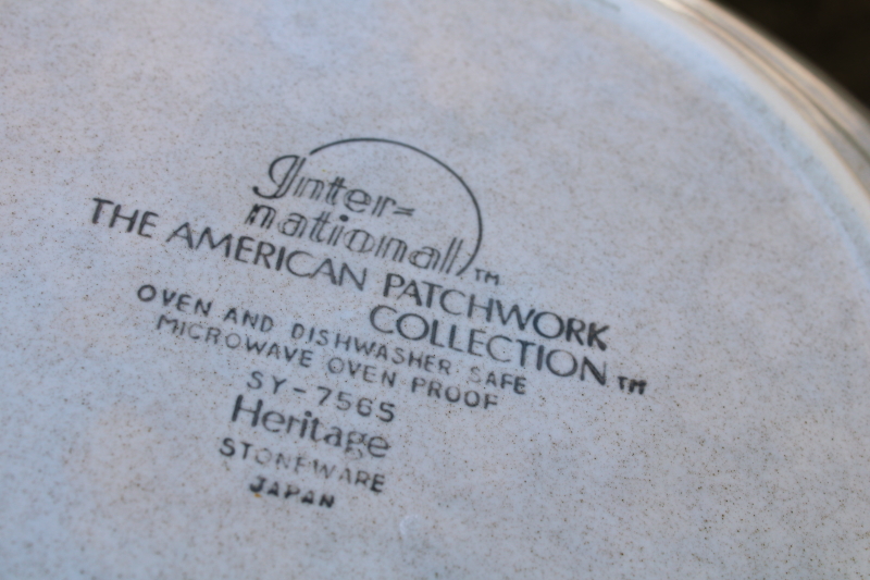 photo of American Patchwork Heritage International stoneware dinner plates set of 4 1980s vintage #3
