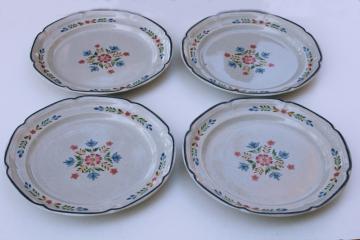catalog photo of American Patchwork Heritage International stoneware dinner plates set of 4 1980s vintage