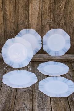 catalog photo of American Sweetheart salad plates, vintage depression glass, Macbeth Evans Monax white opalescent