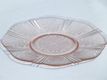 catalog photo of American Sweetheart vintage pink depression glass cake platter / chop plate