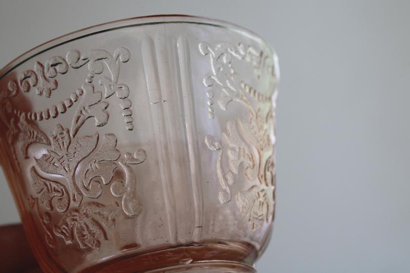 photo of American Sweetheart vintage pink depression glass cups & saucers set of four #5