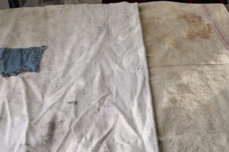 photo of American brand seamless type heavy cotton grain sacks, primitive vintage feed bags #4