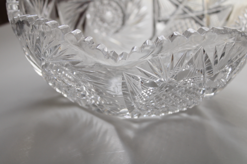 photo of American brilliant antique cut glass bowl, pinwheel pattern heavy crystal large bowl #3