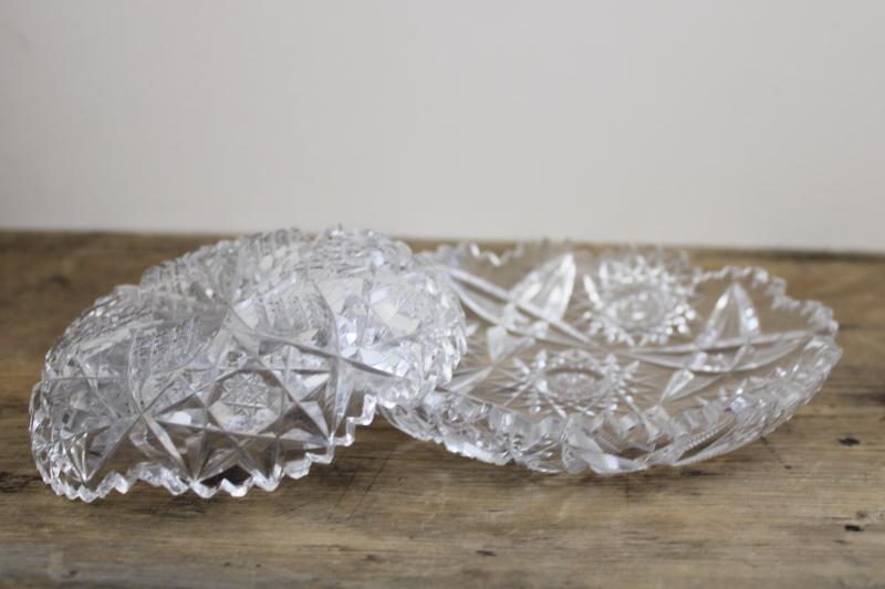 photo of American brilliant antique vintage cut crystal fruit bowls or berry dishes #1