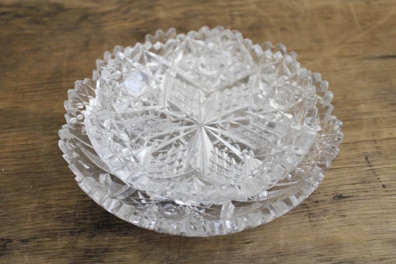 photo of American brilliant antique vintage cut crystal fruit bowls or berry dishes #7