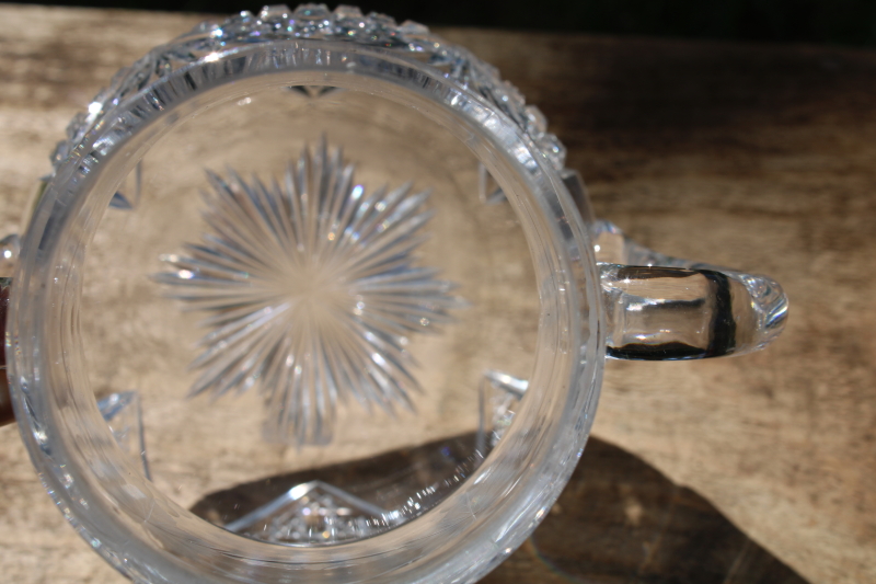 photo of American brilliant glass spooner or sugar jar, antique vintage hand cut crystal w/ grapes border  #6