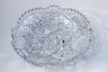 catalog photo of American brilliant vintage crystal clear cut glass bowl, large dish or serving tray