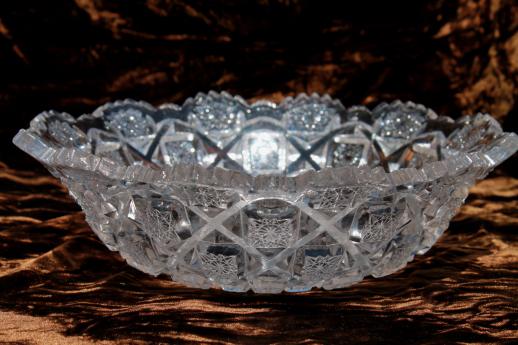 photo of American brilliant vintage pattern glass bowls & plate, antique cut glass? #6