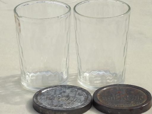 photo of American snuff jars, vintage glass snuff bottles w/ embossed metal lids #2