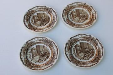 Americana brown transferware ironstone china plates Betsy Ross, American history scenes print vintage J & G Meakin 