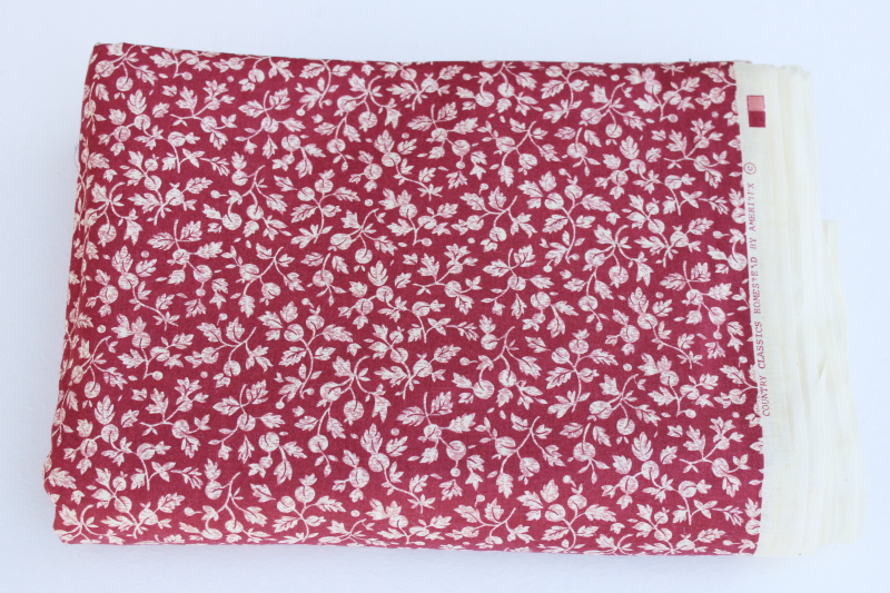 photo of Ameritex Country Classics vintage quilting weight cotton fabric, leaves & berries cranberry red #1