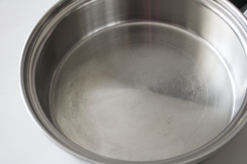 photo of Amway Queen 1 1/2 qt saucepan w/ lid, 18/8 three ply stainless steel pan, vintage made in USA  #5