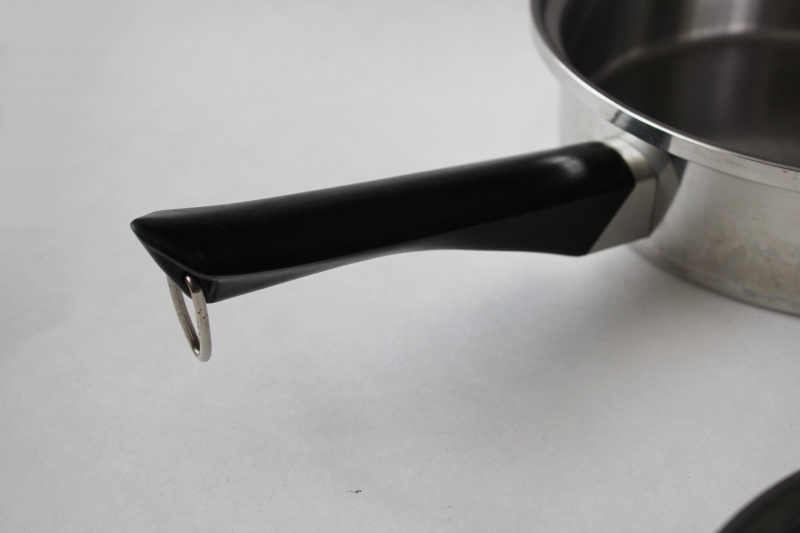 photo of Amway Queen 1 1/2 qt saucepan w/ lid, 18/8 three ply stainless steel pan, vintage made in USA  #7