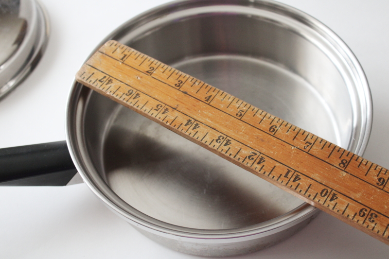 photo of Amway Queen 1 1/2 qt saucepan w/ lid, 18/8 three ply stainless steel pan, vintage made in USA  #9