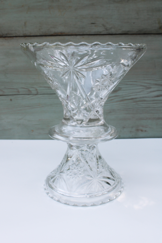 photo of Anchor Hocking Early American PresCut risers, punch bowl stand, flower frog vase #6