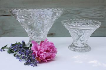 catalog photo of Anchor Hocking Early American PresCut risers, punch bowl stand, flower frog vase