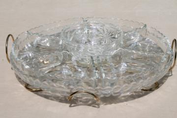 catalog photo of Anchor Hocking Early American prescut lazy susan relish set, EAPC star pattern pressed glass