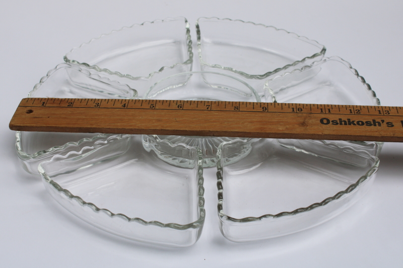 photo of Anchor Hocking Prescut star pattern relish set, individual sections, large tray, dip bowl crystal clear glass #2