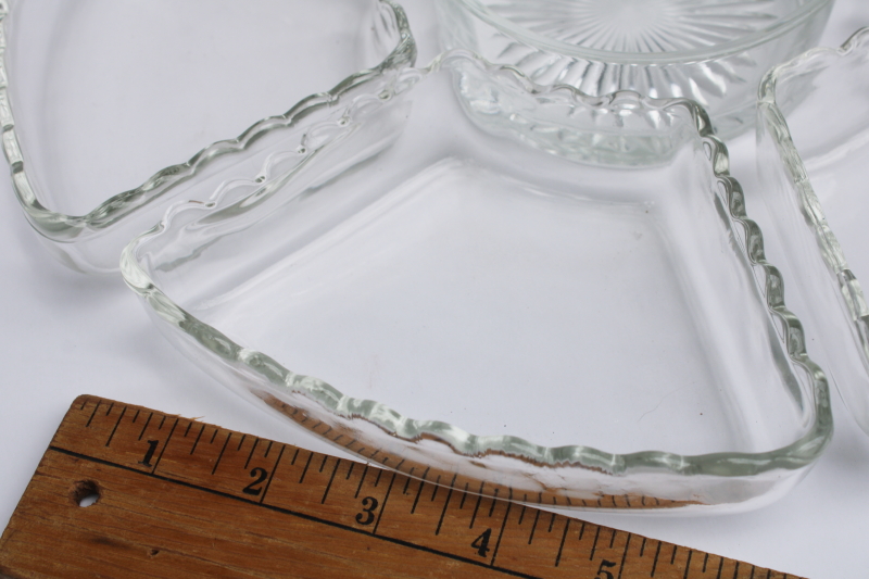 photo of Anchor Hocking Prescut star pattern relish set, individual sections, large tray, dip bowl crystal clear glass #3