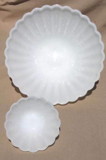 photo of Anchor Hocking Rachel pattern vintage milk glass star shape bowls & large salad bowl #4