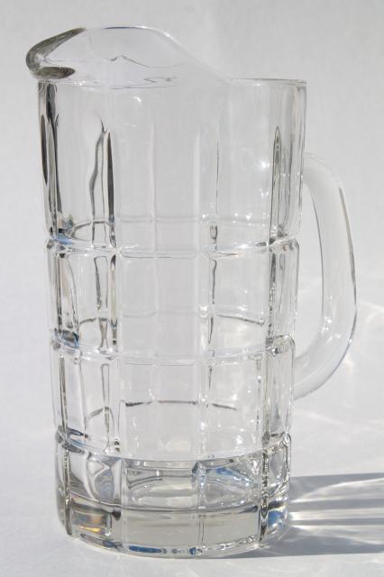 photo of Anchor Hocking Tartan crystal clear glass pitcher, new old stock unused #1