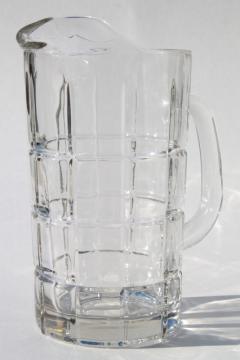 catalog photo of Anchor Hocking Tartan crystal clear glass pitcher, new old stock unused