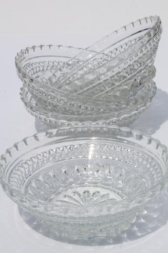 photo of Anchor Hocking Wexford waffle pattern glass, clear glass fruit bowls #1