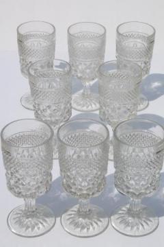 catalog photo of Anchor Hocking Wexford waffle pattern glass water glasses, large goblets