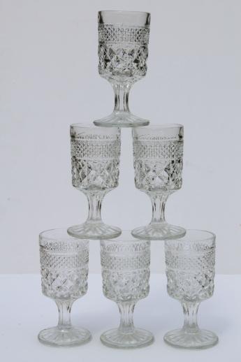 photo of Anchor Hocking Wexford waffle pattern glass wine glasses, set of 6 goblets #1