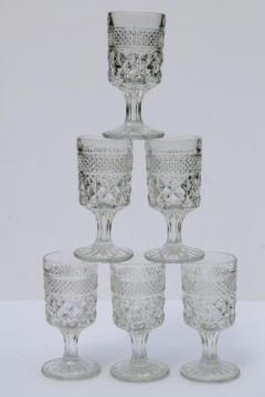 catalog photo of Anchor Hocking Wexford waffle pattern glass wine glasses, set of 6 goblets